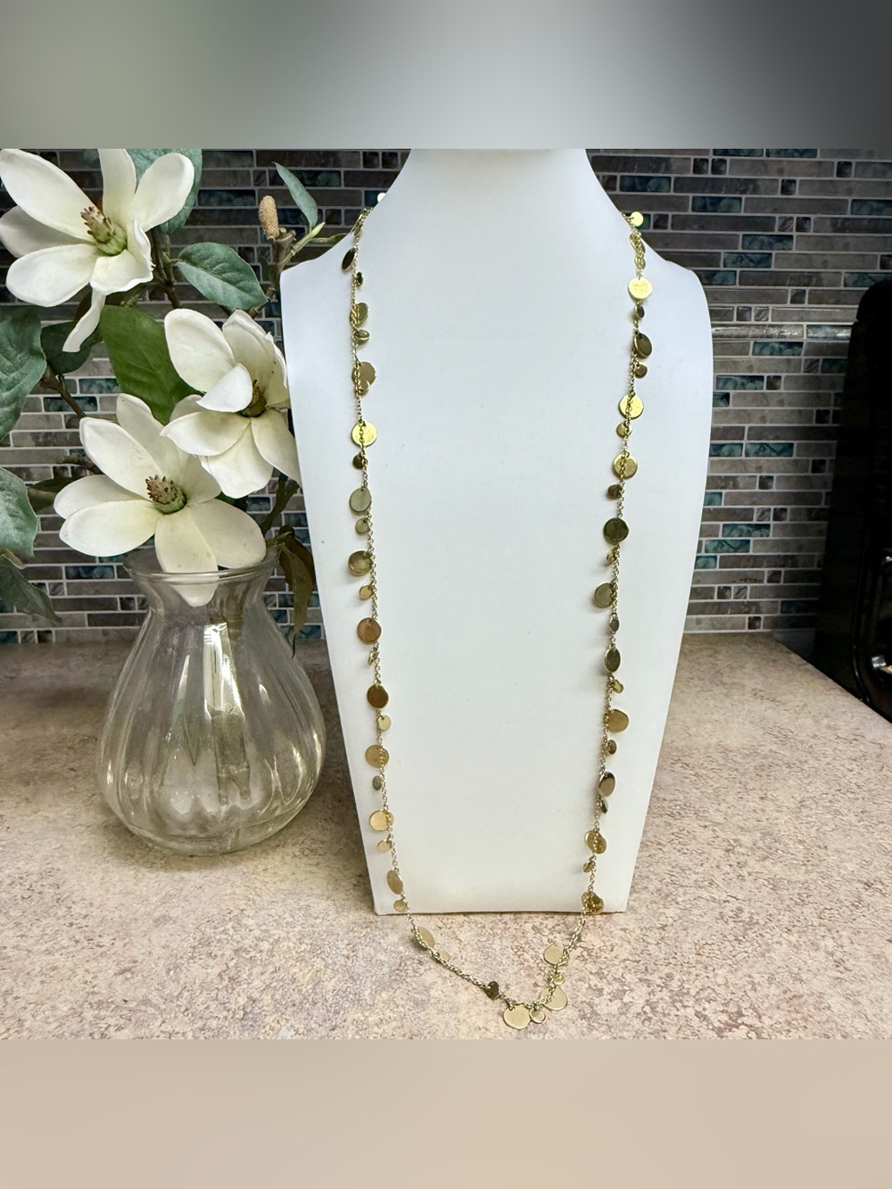 Lia Sophia Gold Tone Dangle Circle Charm Necklace